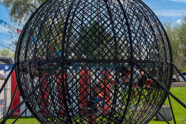 Daredevils perform Globe of Death Stunt at Chandler Arizona Ostrich Festival